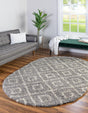Gray 7' 10 x 10' Trellis Shag Oval Area Rug Thick Soft Touch Fluffy & Plush Shaggy Pile