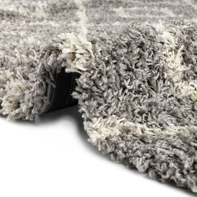 Gray 7' 10 x 7' 10 Trellis Shag Round Area Rug Thick Soft Touch Fluffy & Plush Shaggy Pile