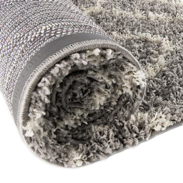 Gray 7' 10 x 7' 10 Trellis Shag Round Area Rug Thick Soft Touch Fluffy & Plush Shaggy Pile
