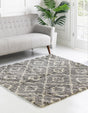 Gray 6' x 6' Trellis Shag Square Area Rug Thick Soft Touch Fluffy & Plush Shaggy Pile