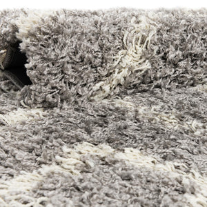 Gray 6' x 6' Trellis Shag Square Area Rug Thick Soft Touch Fluffy & Plush Shaggy Pile