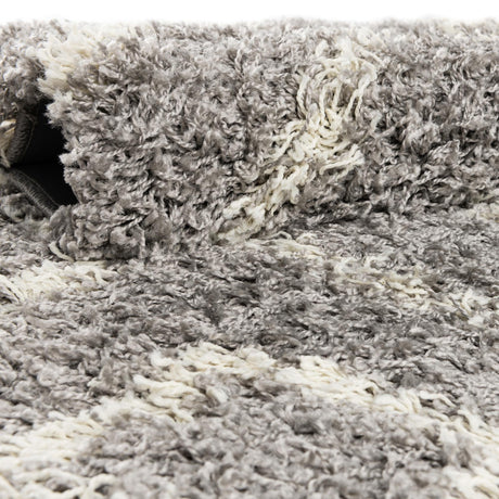 Gray 6' x 6' Trellis Shag Square Area Rug Thick Soft Touch Fluffy & Plush Shaggy Pile Geometric Modern Unique Carpet for Home Interior Design for Sale at Rug Engine