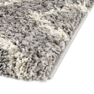 Gray 6' x 6' Trellis Shag Square Area Rug Thick Soft Touch Fluffy & Plush Shaggy Pile