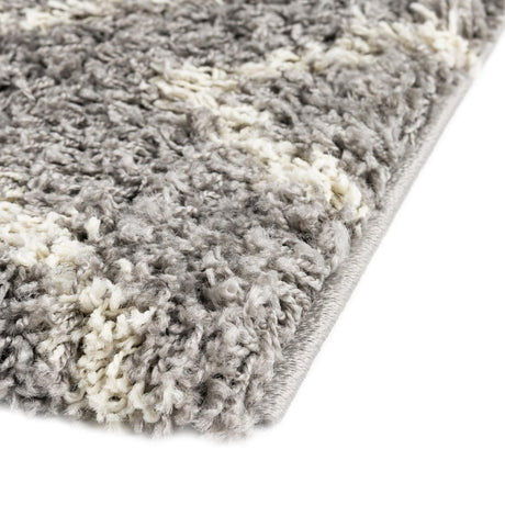 Gray 6' x 6' Trellis Shag Square Area Rug Thick Soft Touch Fluffy & Plush Shaggy Pile Geometric Modern Unique Carpet for Home Interior Design for Sale at Rug Engine
