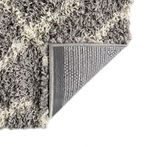 Gray 6' x 6' Trellis Shag Square Area Rug Thick Soft Touch Fluffy & Plush Shaggy Pile