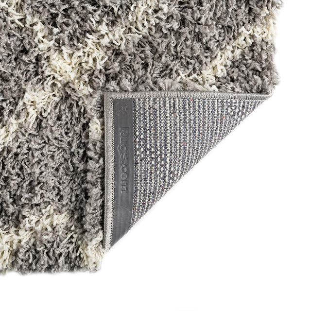 Gray 6' x 6' Trellis Shag Square Area Rug Thick Soft Touch Fluffy & Plush Shaggy Pile