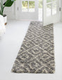 Gray 2' 7 x 10' Trellis Shag Runner Area Rug Thick Soft Touch Fluffy & Plush Shaggy Pile