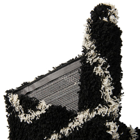 Black and White 10' x 10' Trellis Shag Round Area Rug Thick Soft Touch Fluffy & Plush Shaggy Pile Geometric Modern Unique Carpet for Home Interior Design for Sale at Rug Engine