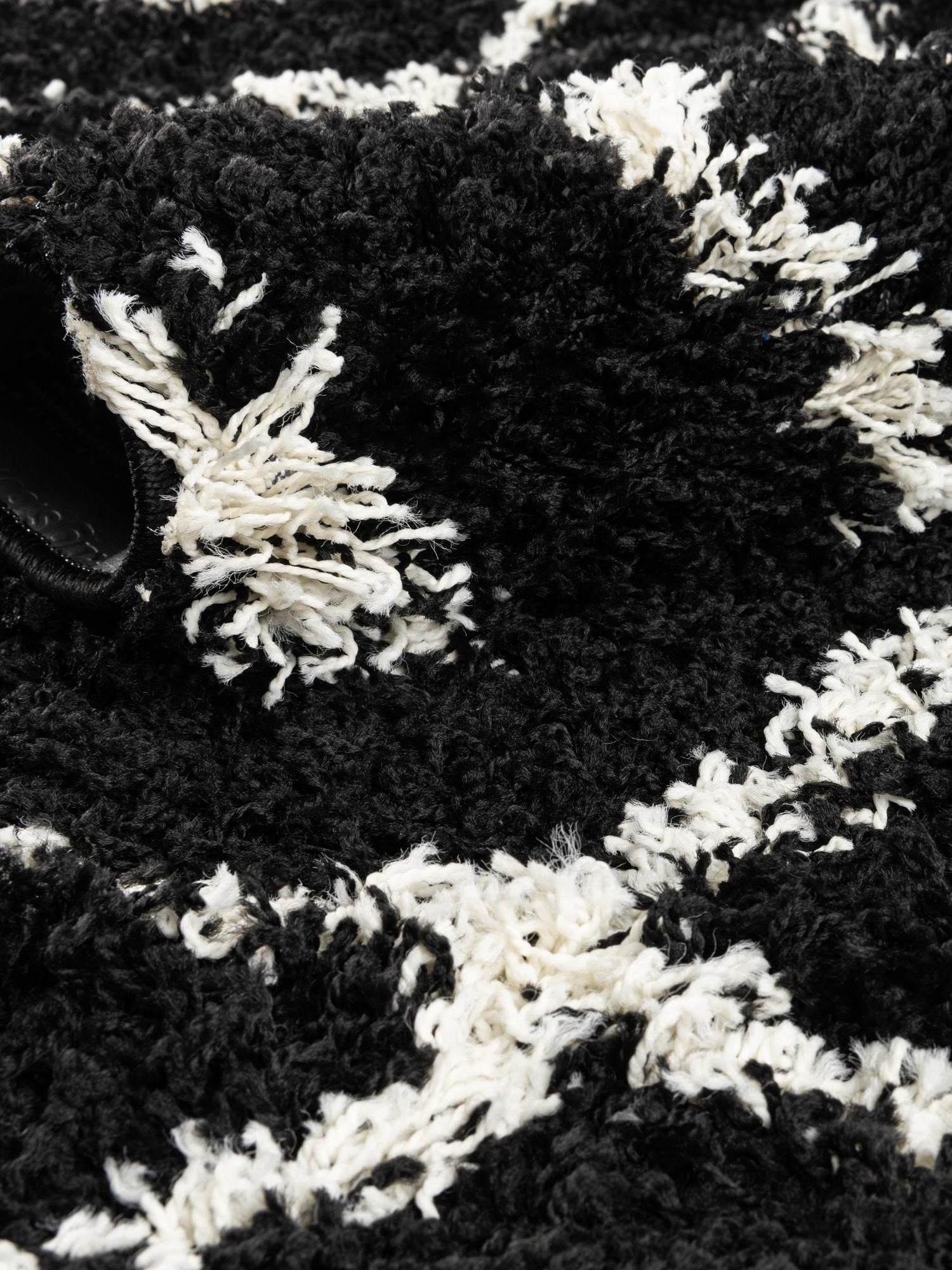 Black and White 10' x 10' Trellis Shag Square Area Rug Thick Soft Touch Fluffy & Plush Shaggy Pile Geometric Modern Unique Carpet for Home Interior Design for Sale at Rug Engine