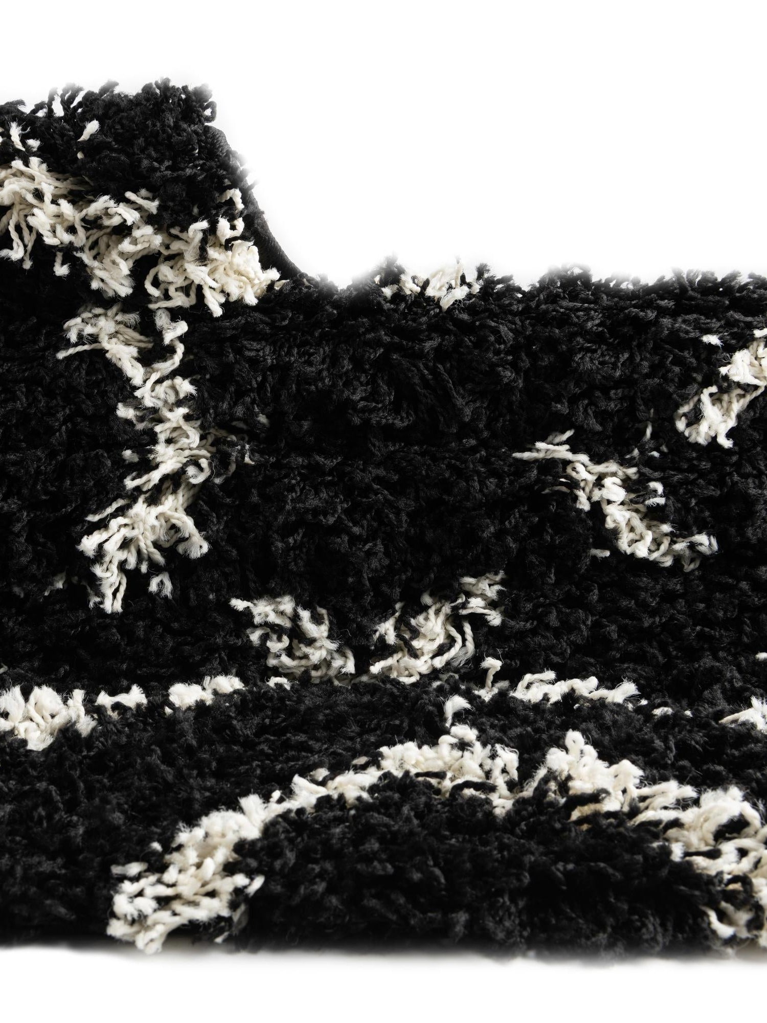 Black and White 6' x 6' Trellis Shag Square Area Rug Thick Soft Touch Fluffy & Plush Shaggy Pile Geometric Modern Unique Carpet for Home Interior Design for Sale at Rug Engine