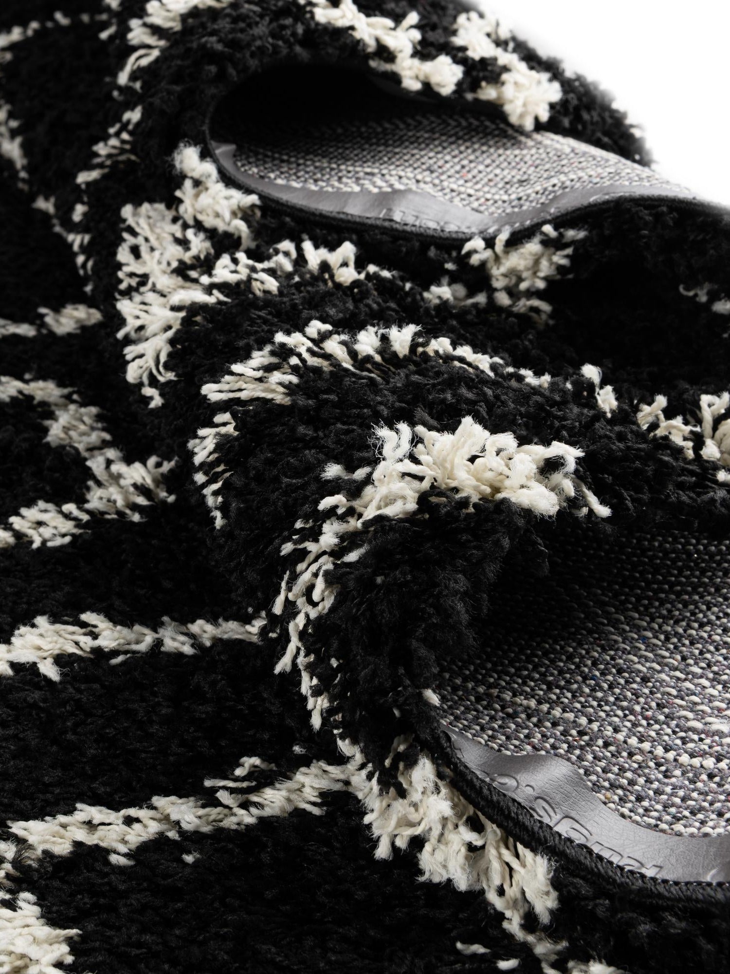 Black and White 3' 3 x 16' 5 Trellis Shag Runner Area Rug Thick Soft Touch Fluffy & Plush Shaggy Pile Geometric Modern Unique Carpet for Home Interior Design for Sale at Rug Engine