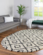 White and Black 5' 3 x 8' Trellis Shag Oval Area Rug Thick Soft Touch Fluffy & Plush Shaggy Pile