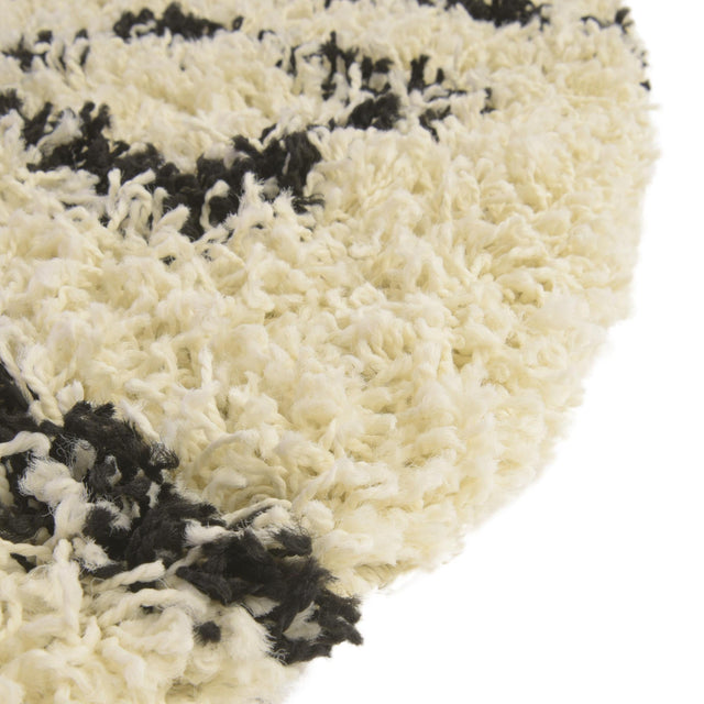 White and Black 6' x 6' Trellis Shag Round Area Rug Thick Soft Touch Fluffy & Plush Shaggy Pile
