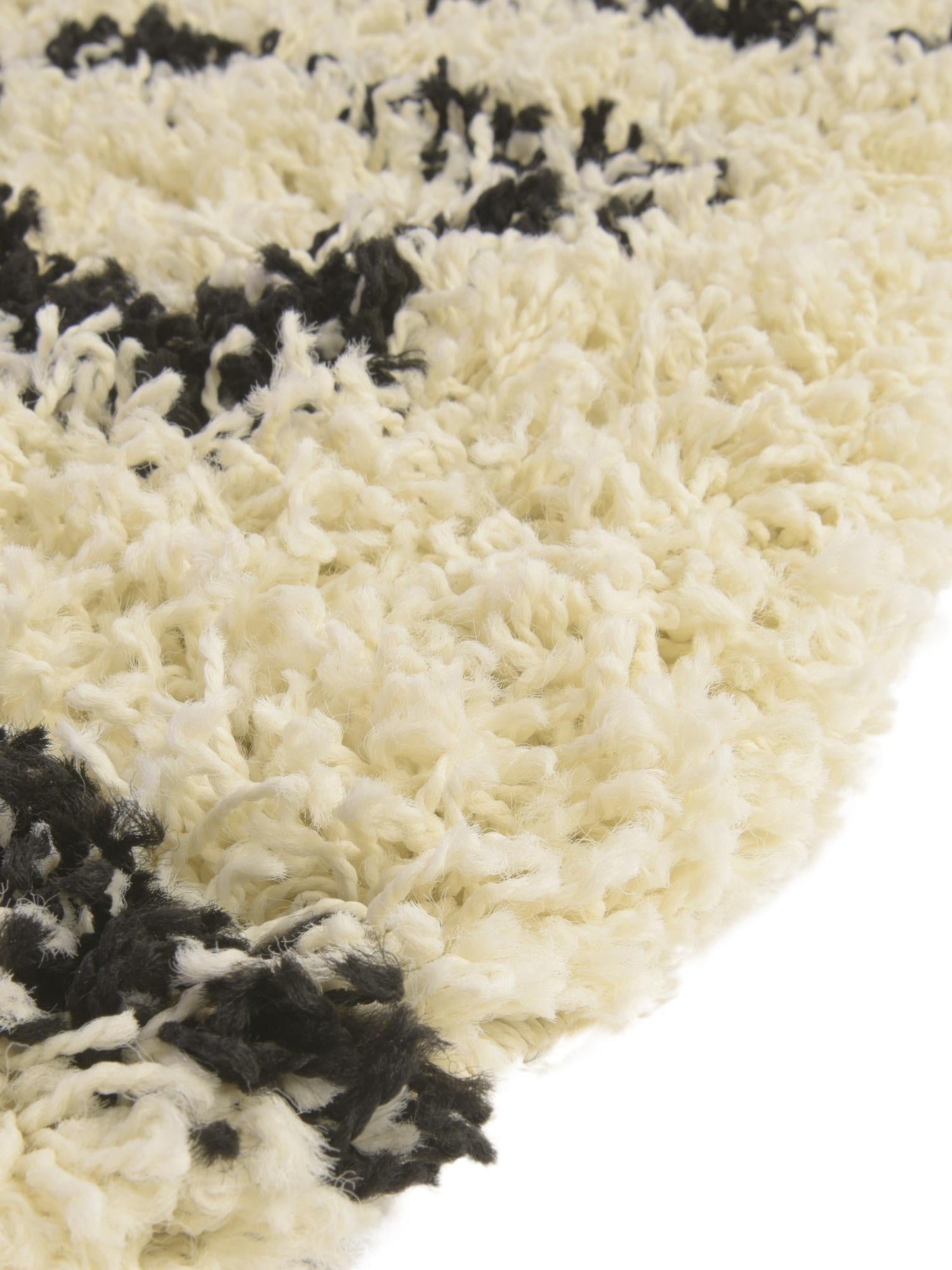 White and Black 7' 10 x 7' 10 Trellis Shag Round Area Rug Thick Soft Touch Fluffy & Plush Shaggy Pile Geometric Modern Unique Carpet for Home Interior Design for Sale at Rug Engine