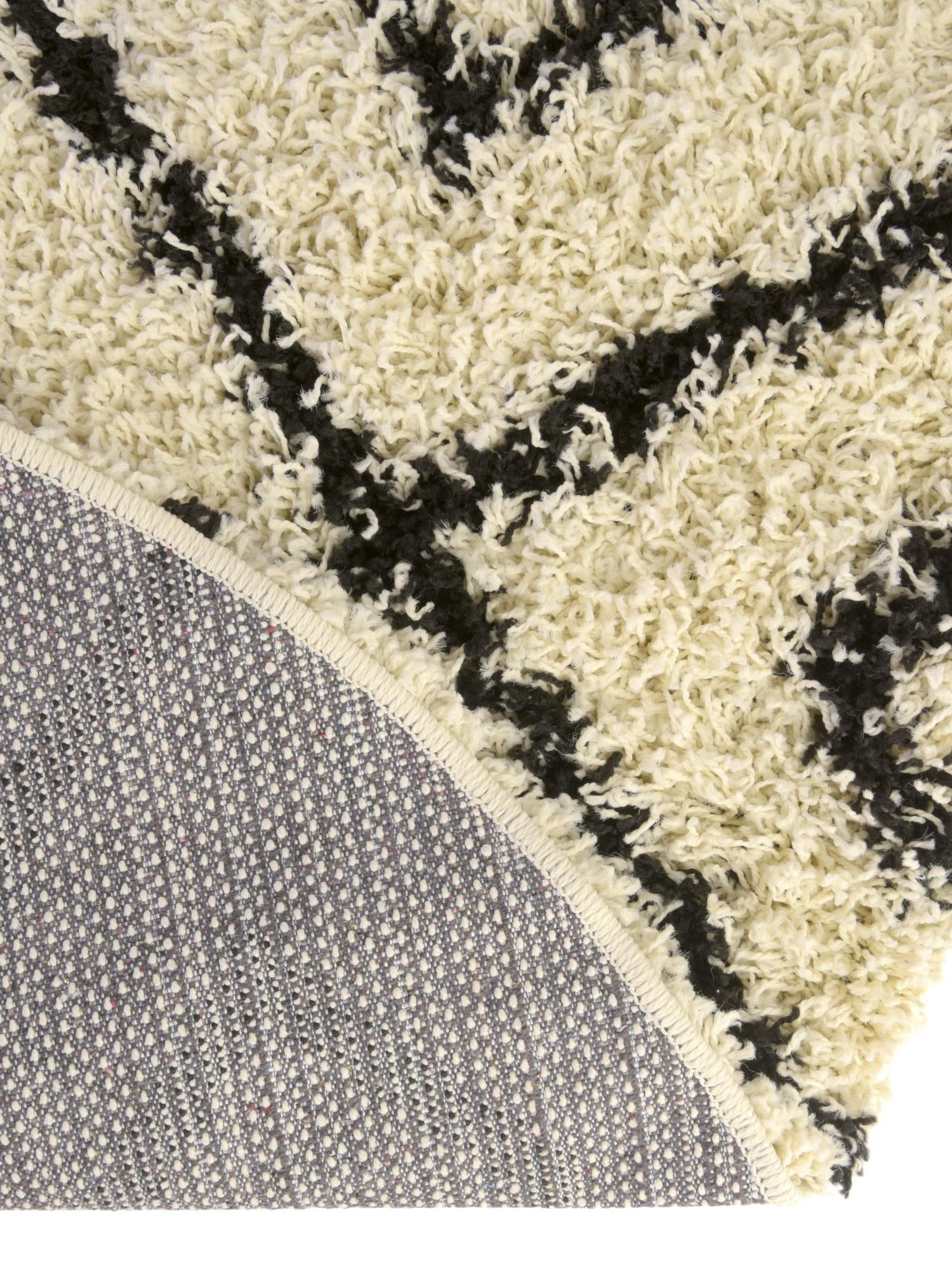 White and Black 7' 10 x 7' 10 Trellis Shag Round Area Rug Thick Soft Touch Fluffy & Plush Shaggy Pile Geometric Modern Unique Carpet for Home Interior Design for Sale at Rug Engine