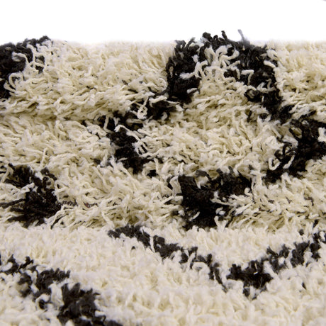 White and Black 7' 10 x 7' 10 Trellis Shag Round Area Rug Thick Soft Touch Fluffy & Plush Shaggy Pile Geometric Modern Unique Carpet for Home Interior Design for Sale at Rug Engine