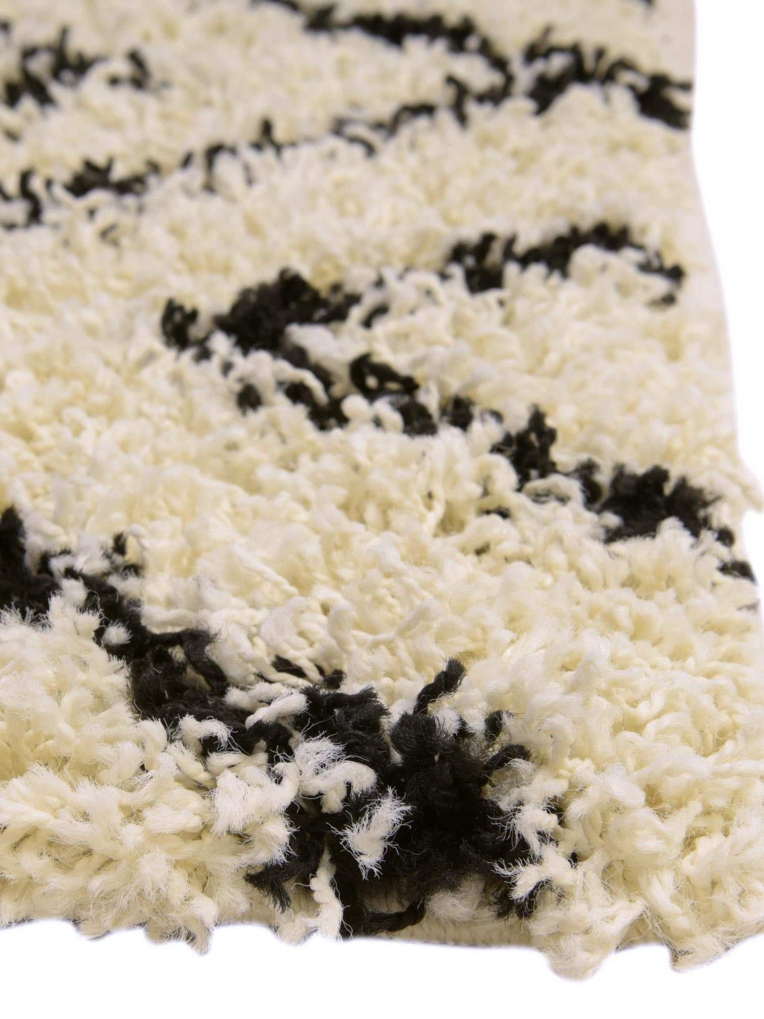 White and Black 2' x 6' Trellis Shag Runner Area Rug Thick Soft Touch Fluffy & Plush Shaggy Pile Geometric Modern Unique Carpet for Home Interior Design for Sale at Rug Engine