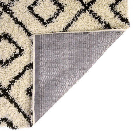 White and Black 2' x 6' Trellis Shag Runner Area Rug Thick Soft Touch Fluffy & Plush Shaggy Pile Geometric Modern Unique Carpet for Home Interior Design for Sale at Rug Engine
