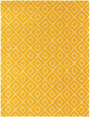 Yellow 10' 8 x 14' Trellis Shag Rectangle Area Rug Thick Soft Touch Fluffy & Plush Shaggy Pile
