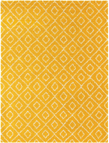 Yellow 10' 8 x 14' Trellis Shag Rectangle Area Rug Thick Soft Touch Fluffy & Plush Shaggy Pile Geometric Modern Unique Carpet for Home Interior Design for Sale at Rug Engine