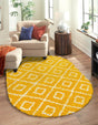 Yellow 4' x 6' Trellis Shag Oval Area Rug Thick Soft Touch Fluffy & Plush Shaggy Pile