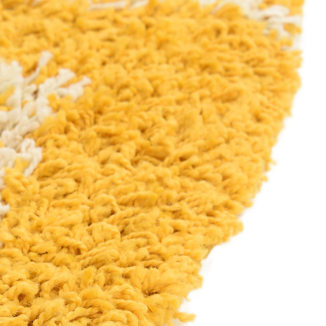 Yellow 5' 3 x 5' 3 Trellis Shag Round Area Rug Thick Soft Touch Fluffy & Plush Shaggy Pile