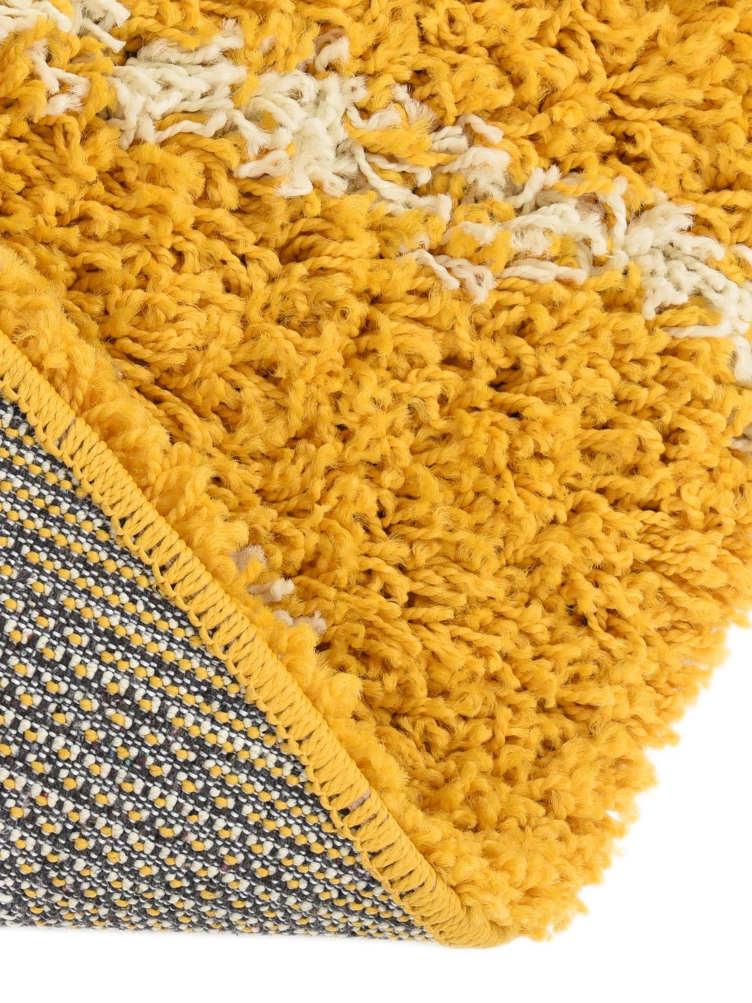 Yellow 10' x 10' Trellis Shag Round Area Rug Thick Soft Touch Fluffy & Plush Shaggy Pile Geometric Modern Unique Carpet for Home Interior Design for Sale at Rug Engine