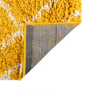 Yellow 10' x 10' Trellis Shag Square Area Rug Thick Soft Touch Fluffy & Plush Shaggy Pile