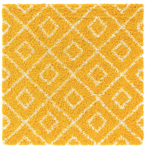 Yellow 5' 3 x 5' 3 Trellis Shag Square Area Rug Thick Soft Touch Fluffy & Plush Shaggy Pile