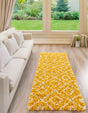 Yellow 2' x 8' Trellis Shag Runner Area Rug Thick Soft Touch Fluffy & Plush Shaggy Pile