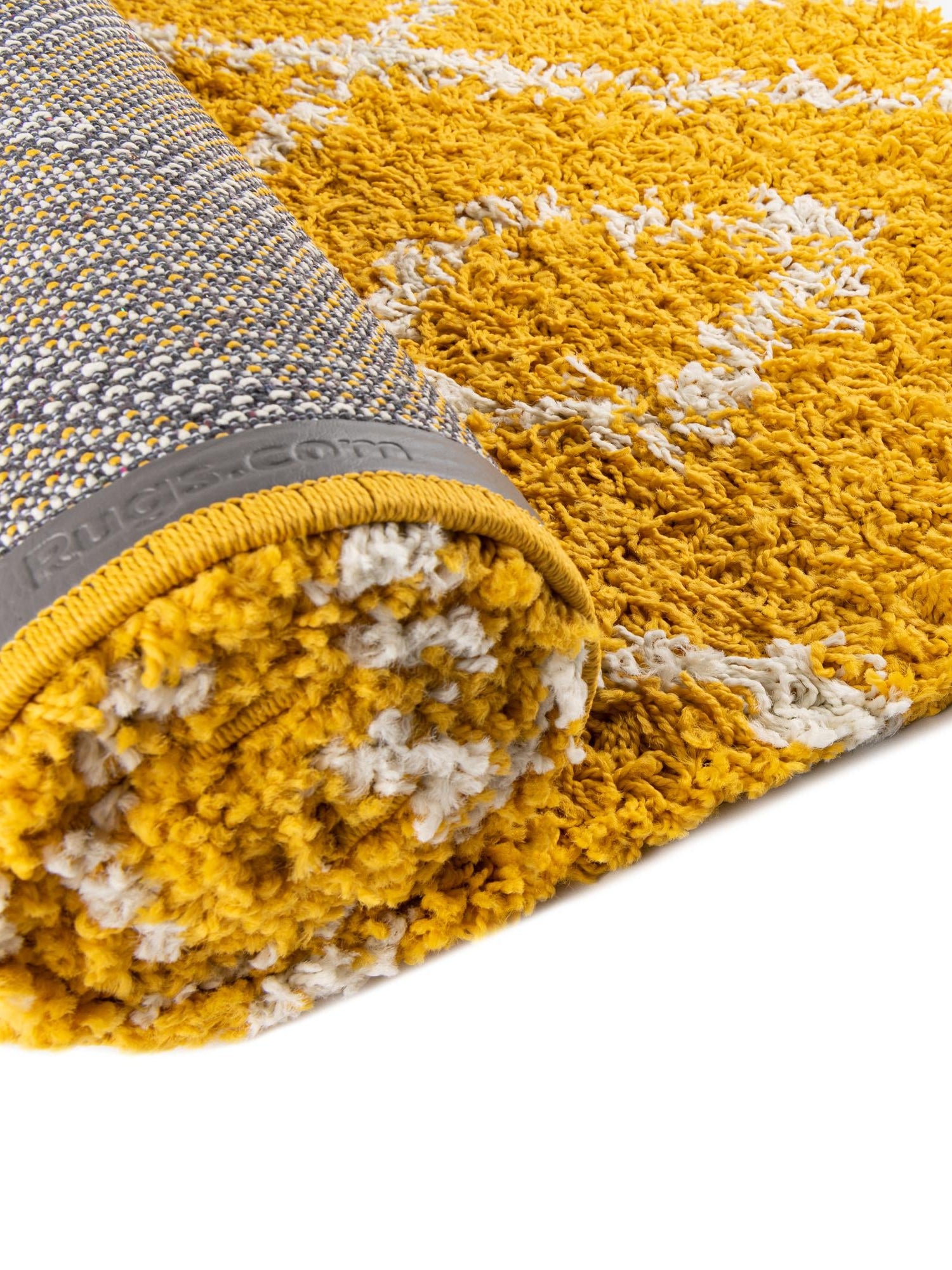 Yellow 2' 7 x 12' Trellis Shag Runner Area Rug Thick Soft Touch Fluffy & Plush Shaggy Pile Geometric Modern Unique Carpet for Home Interior Design for Sale at Rug Engine