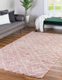 Light Pink 10' 8 x 14' Trellis Shag Rectangle Area Rug Thick Soft Touch Fluffy & Plush Shaggy Pile