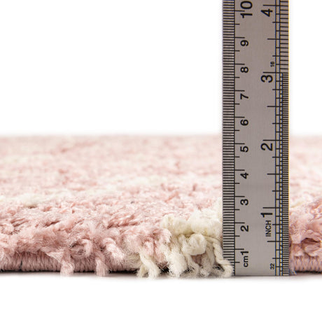 Light Pink 3' 3 x 3' 3 Trellis Shag Round Area Rug Thick Soft Touch Fluffy & Plush Shaggy Pile Geometric Modern Unique Carpet for Home Interior Design for Sale at Rug Engine