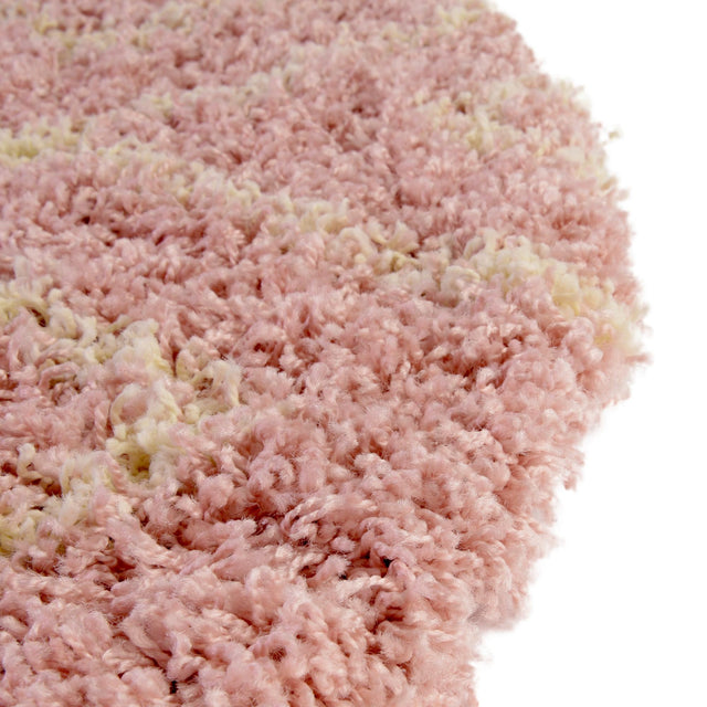 Light Pink 10' x 10' Trellis Shag Round Area Rug Thick Soft Touch Fluffy & Plush Shaggy Pile