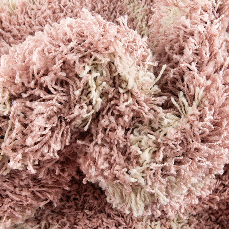 Light Pink 3' 3 x 3' 3 Trellis Shag Round Area Rug Thick Soft Touch Fluffy & Plush Shaggy Pile Geometric Modern Unique Carpet for Home Interior Design for Sale at Rug Engine
