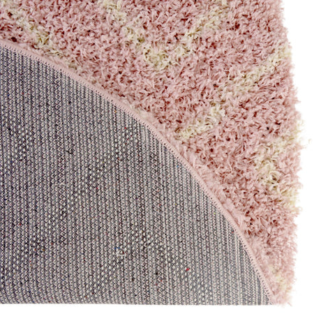 Light Pink 3' 3 x 3' 3 Trellis Shag Round Area Rug Thick Soft Touch Fluffy & Plush Shaggy Pile Geometric Modern Unique Carpet for Home Interior Design for Sale at Rug Engine