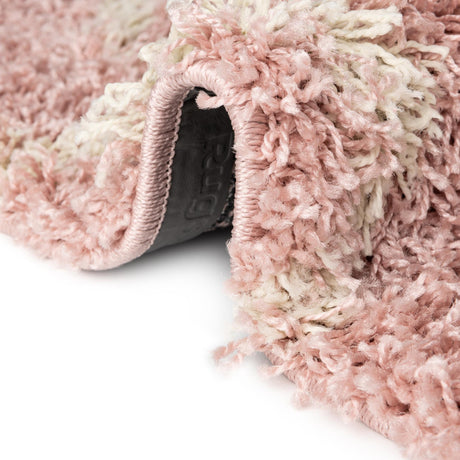 Light Pink 3' 3 x 3' 3 Trellis Shag Round Area Rug Thick Soft Touch Fluffy & Plush Shaggy Pile Geometric Modern Unique Carpet for Home Interior Design for Sale at Rug Engine