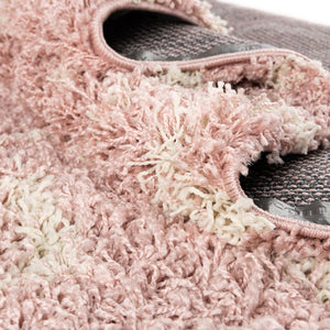 Light Pink 6' x 6' Trellis Shag Round Area Rug Thick Soft Touch Fluffy & Plush Shaggy Pile