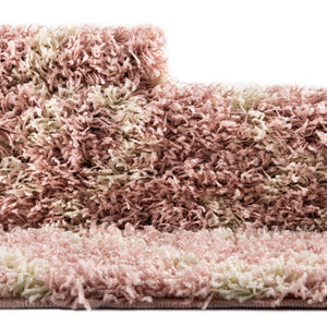 Light Pink 6' x 6' Trellis Shag Round Area Rug Thick Soft Touch Fluffy & Plush Shaggy Pile