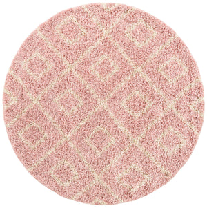 Light Pink 5' 3 x 5' 3 Trellis Shag Round Area Rug Thick Soft Touch Fluffy & Plush Shaggy Pile