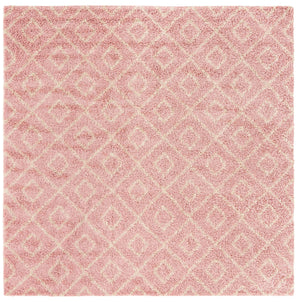 Light Pink 10' x 10' Trellis Shag Square Area Rug Thick Soft Touch Fluffy & Plush Shaggy Pile