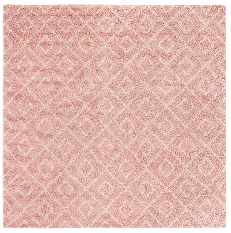 Light Pink 10' x 10' Trellis Shag Square Area Rug Thick Soft Touch Fluffy & Plush Shaggy Pile Geometric Modern Unique Carpet for Home Interior Design for Sale at Rug Engine
