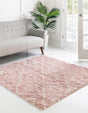Light Pink 4' x 4' Trellis Shag Square Area Rug Thick Soft Touch Fluffy & Plush Shaggy Pile
