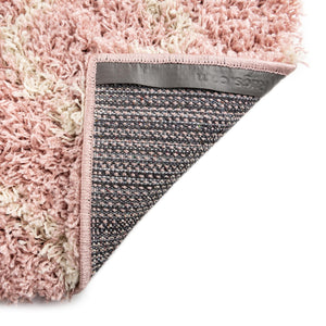 Light Pink 4' x 4' Trellis Shag Square Area Rug Thick Soft Touch Fluffy & Plush Shaggy Pile