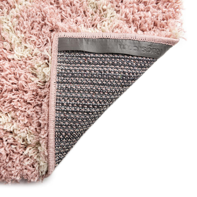 Light Pink 4' x 4' Trellis Shag Square Area Rug Thick Soft Touch Fluffy & Plush Shaggy Pile