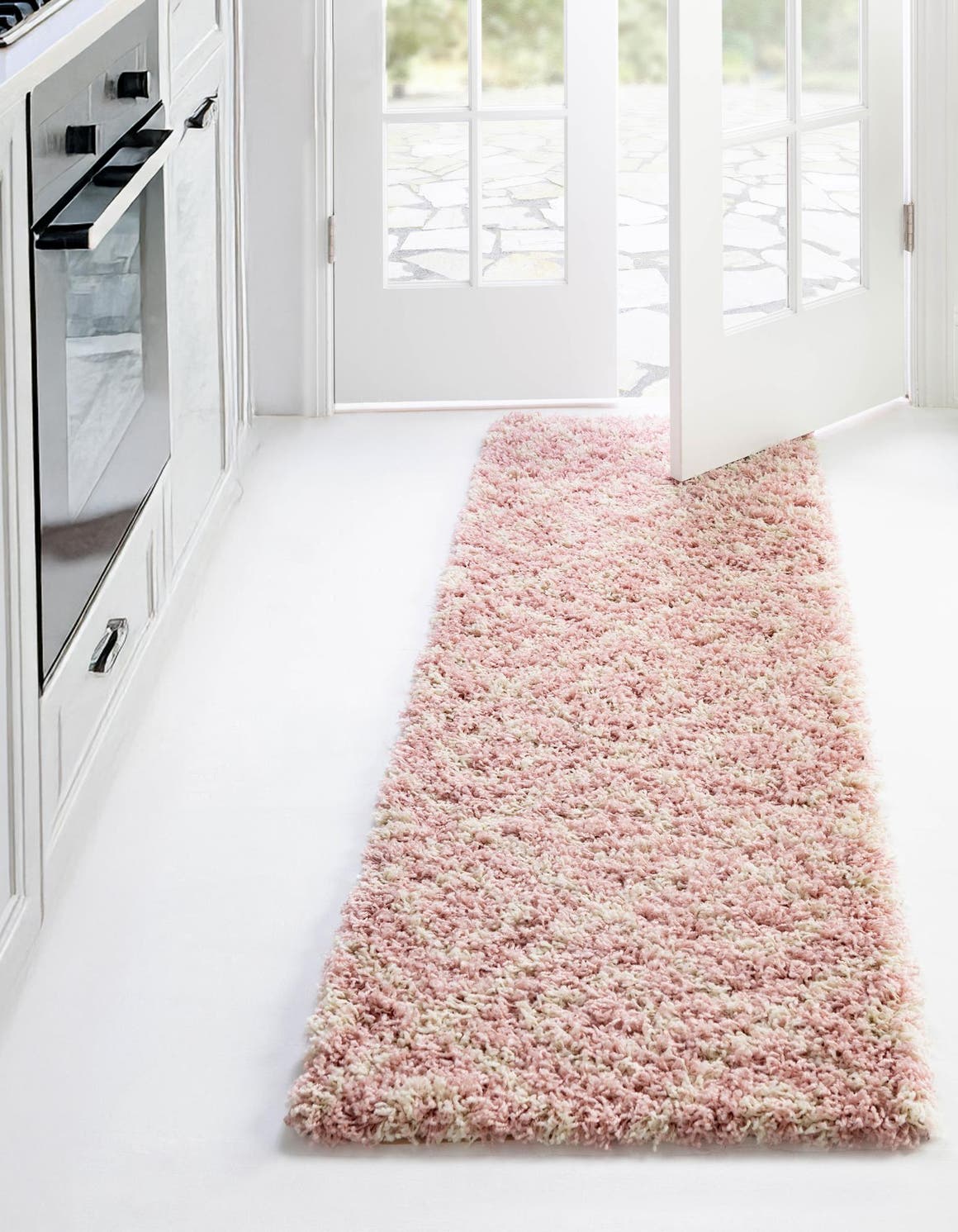 Light Pink 2' 7 x 12' Trellis Shag Runner Area Rug Thick Soft Touch Fluffy & Plush Shaggy Pile Geometric Modern Unique Carpet for Home Interior Design for Sale at Rug Engine