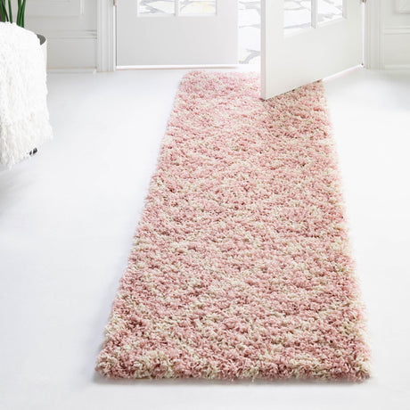 Light Pink 3' 3 x 16' 5 Trellis Shag Runner Area Rug Thick Soft Touch Fluffy & Plush Shaggy Pile Geometric Modern Unique Carpet for Home Interior Design for Sale at Rug Engine