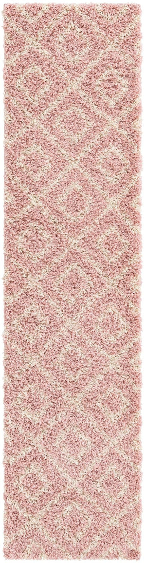Light Pink 2' x 8' Trellis Shag Runner Area Rug Thick Soft Touch Fluffy & Plush Shaggy Pile