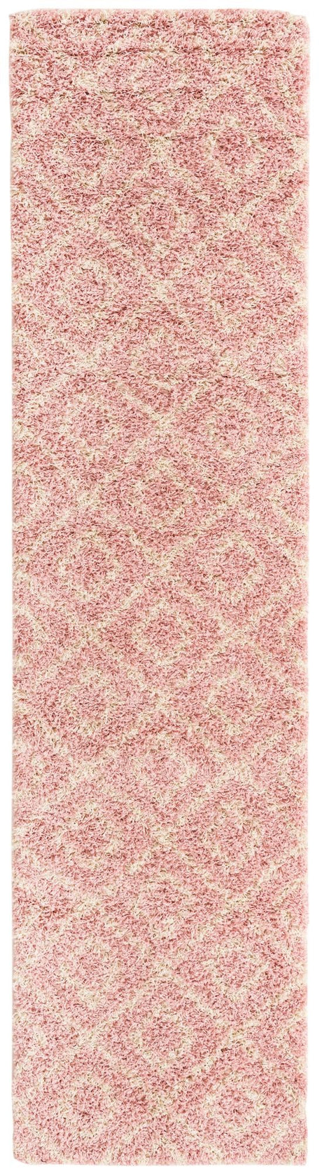 Light Pink 2' 7 x 10' Trellis Shag Runner Area Rug Thick Soft Touch Fluffy & Plush Shaggy Pile Geometric Modern Unique Carpet for Home Interior Design for Sale at Rug Engine