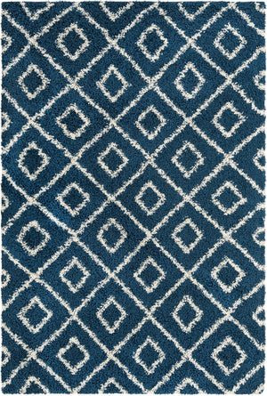 Navy Blue 6' x 9' Trellis Shag Rectangle Area Rug Thick Soft Touch Fluffy & Plush Shaggy Pile